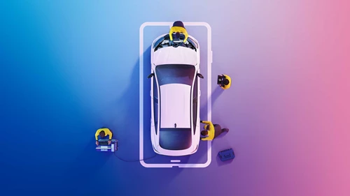 Birds eye view of car